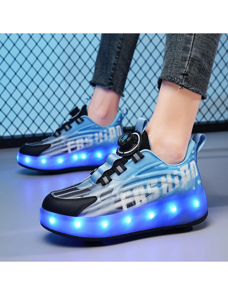 BUTOROLKI BUTY Z ROLKAMI ROLKI WROTKI NIEBIESKIE OMBRE LED
