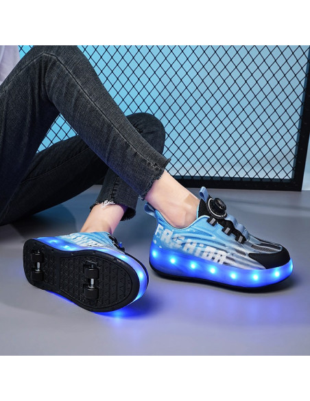 BUTOROLKI BUTY Z ROLKAMI ROLKI WROTKI NIEBIESKIE OMBRE LED