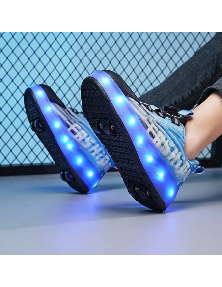BUTOROLKI BUTY Z ROLKAMI ROLKI WROTKI NIEBIESKIE OMBRE LED