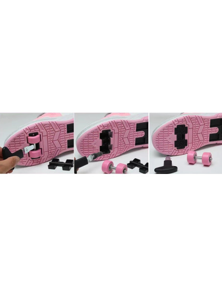 BUTOROLKI BUTY Z ROLKAMI ROLKI WROTKI BIAŁO-RÓŻOWE LED