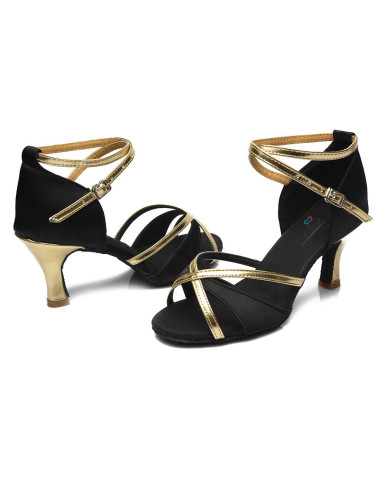 BUTY DO TAŃCA TOWARZYSKIEGO TANECZNE 7cm CZARNE