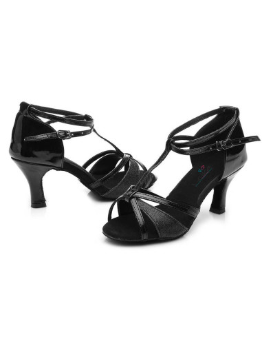 BUTY DO TAŃCA TOWARZYSKIEGO TANECZNE 7cm CZARNE