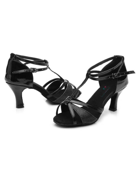 BUTY DO TAŃCA TOWARZYSKIEGO TANECZNE 7cm CZARNE