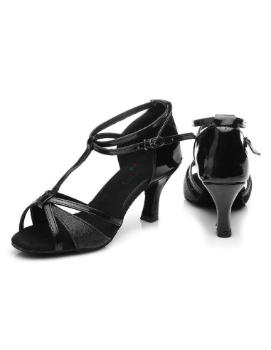 BUTY DO TAŃCA TOWARZYSKIEGO TANECZNE 7cm CZARNE