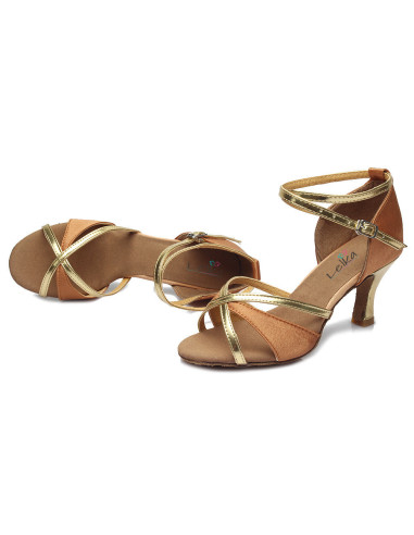 BUTY DO TAŃCA TOWARZYSKIEGO TANECZNE 7cm BRĄZOWE