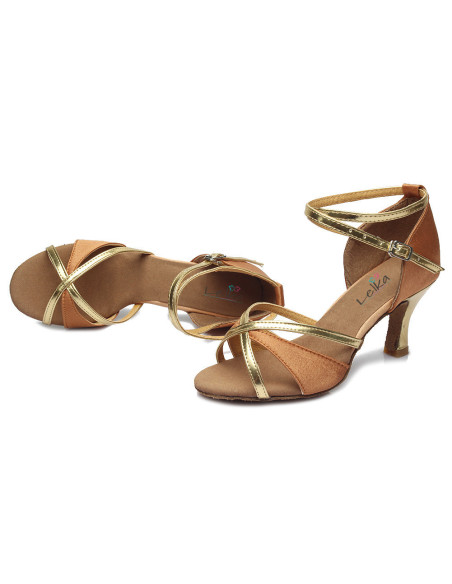 BUTY DO TAŃCA TOWARZYSKIEGO TANECZNE 7cm BRĄZOWE