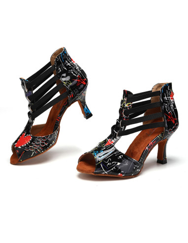 BUTY TANECZNE DO TAŃCA LATINO SZALONE WZORKI 7,5cm