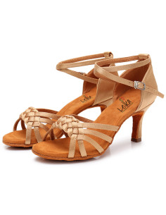 BUTY DO TAŃCA TOWARZYSKIEGO WYGODNE 7CM - CIELISTE