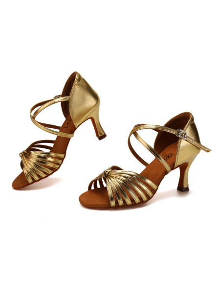 BUTY DO TAŃCA TANECZNE POŁYSKUJĄCE ZŁOTE 7,5cm