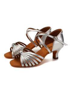 BUTY DO TAŃCA TANECZNE POŁYSKUJĄCE SREBRNE 5,5cm