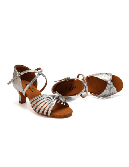 BUTY DO TAŃCA TANECZNE POŁYSKUJĄCE SREBRNE 5,5cm