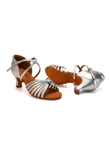 BUTY DO TAŃCA TANECZNE POŁYSKUJĄCE SREBRNE 5,5cm