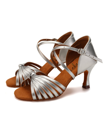 BUTY DO TAŃCA TANECZNE POŁYSKUJĄCE SREBRNE 7,5cm