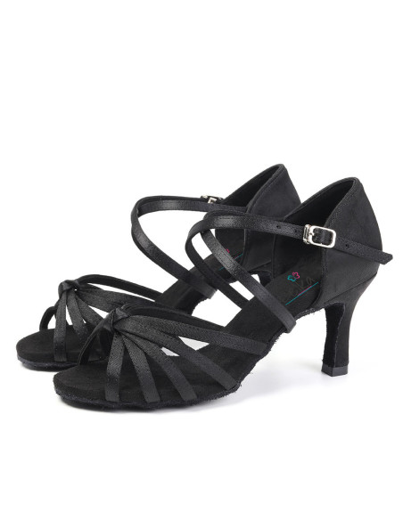 BUTY DO TAŃCA TANECZNE WYGODNE 7CM CZARNE CIEMNE