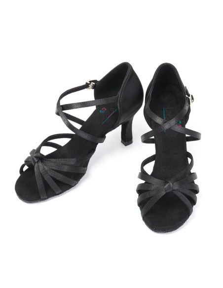 BUTY DO TAŃCA TANECZNE WYGODNE 7CM CZARNE CIEMNE