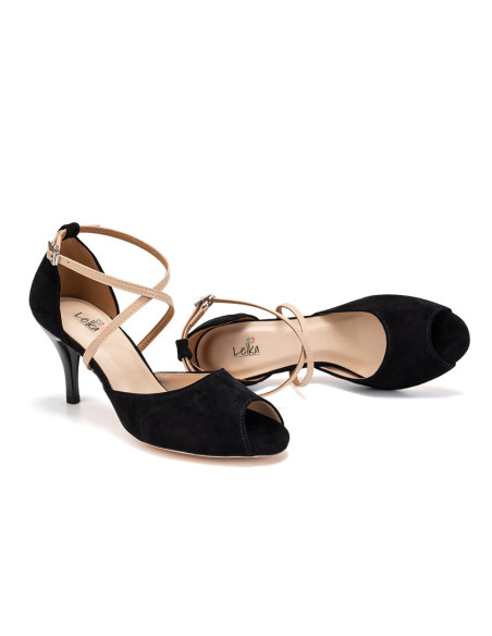 SKÓRZANE BUTY DO TAŃCA TANECZNE TANGO BLACK 7,5cm