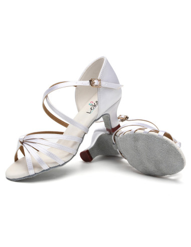BUTY DO TAŃCA TANECZNE LATINO SALSA 5cm - BIAŁE