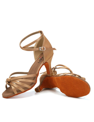 BUTY DO TAŃCA TANECZNE LATINO SALSA 7cm - NUDE