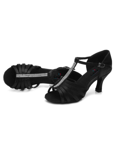 BUTY DO TAŃCA TANECZNE CZARNE Z CYRKONIAMI 7cm