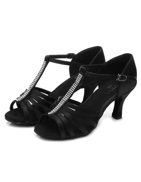 BUTY DO TAŃCA TANECZNE CZARNE Z CYRKONIAMI 7cm