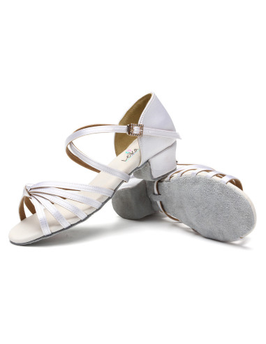 BUTY DO TAŃCA TANECZNE 3cm BIAŁE SATYNOWE