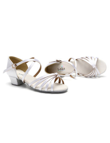 BUTY DO TAŃCA TANECZNE 3cm BIAŁE SATYNOWE
