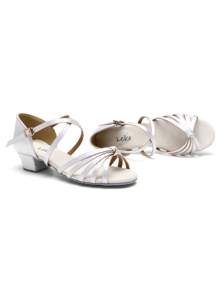 BUTY DO TAŃCA TANECZNE 3cm BIAŁE SATYNOWE