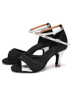 BUTY DO TAŃCA TOWARZYSKIEGO TANECZNE 7cm SREBRNE