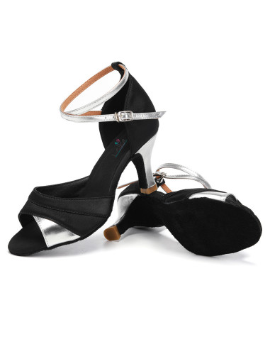 BUTY DO TAŃCA TOWARZYSKIEGO TANECZNE 7cm SREBRNE