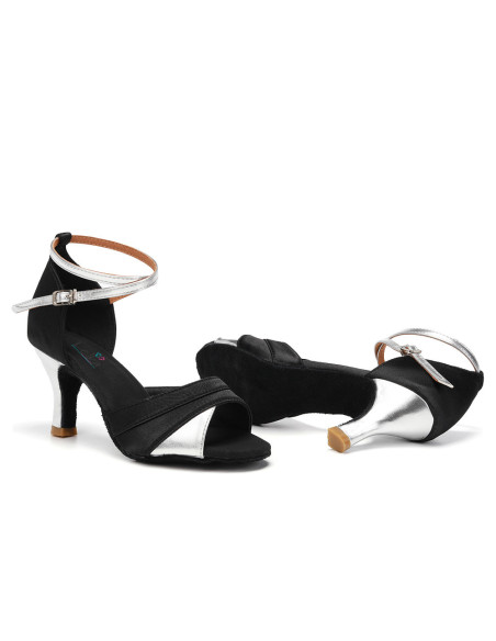 BUTY DO TAŃCA TOWARZYSKIEGO TANECZNE 7cm SREBRNE