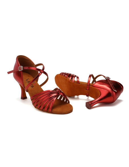 BUTY DO TAŃCA TANECZNE POŁYSKUJĄCE RED BORDO 7,5cm