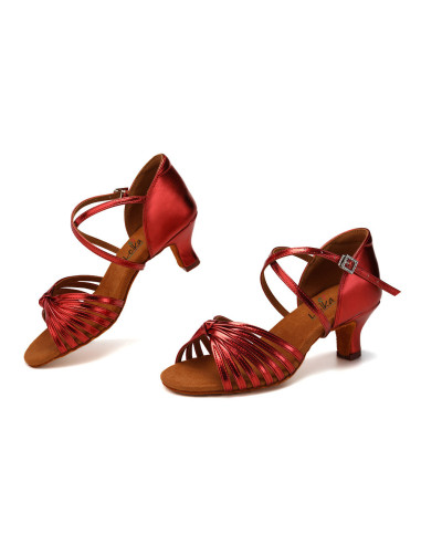 BUTY DO TAŃCA TANECZNE POŁYSKUJĄCE RED BORDO 5,5cm