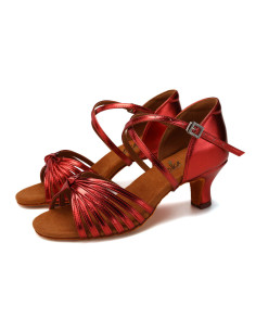 BUTY DO TAŃCA TANECZNE POŁYSKUJĄCE RED BORDO 5,5cm