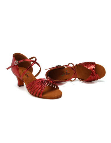 BUTY DO TAŃCA TANECZNE POŁYSKUJĄCE RED BORDO 5,5cm