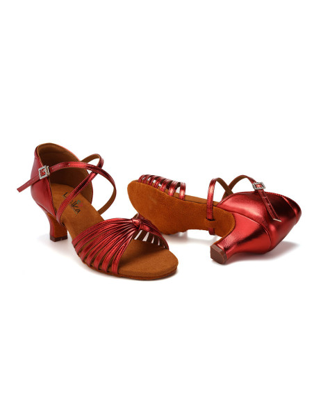 BUTY DO TAŃCA TANECZNE POŁYSKUJĄCE RED BORDO 5,5cm