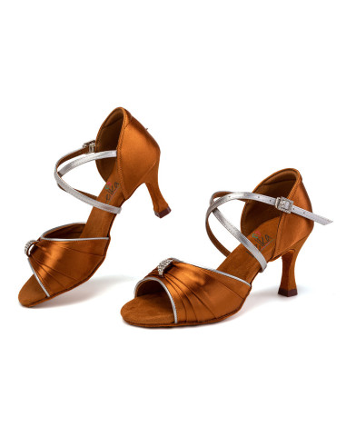 BUTY DO TAŃCA TANECZNE SUBTELNE LATINO BRĄZ 7,5cm