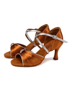 BUTY DO TAŃCA TANECZNE SUBTELNE LATINO BRĄZ 7,5cm