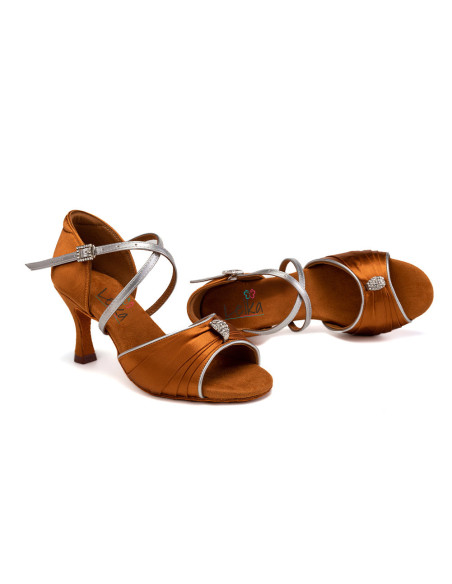 BUTY DO TAŃCA TANECZNE SUBTELNE LATINO BRĄZ 7,5cm