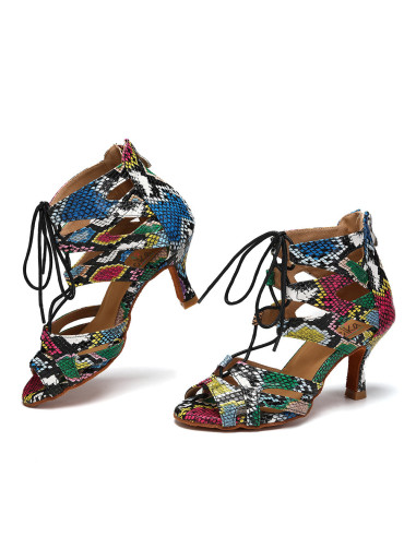BUTY DO TAŃCA TANECZNE SZNUROWANE WZORKI 7,5cm