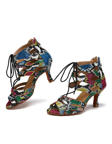 BUTY DO TAŃCA TANECZNE SZNUROWANE WZORKI 7,5cm