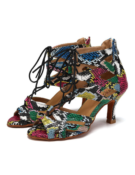 BUTY DO TAŃCA TANECZNE SZNUROWANE WZORKI 7,5cm