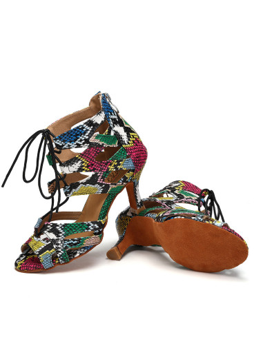 BUTY DO TAŃCA TANECZNE SZNUROWANE WZORKI 7,5cm