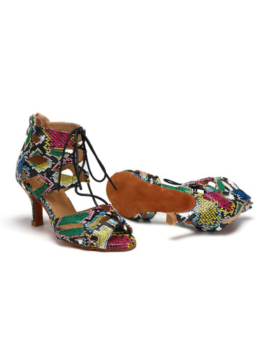 BUTY DO TAŃCA TANECZNE SZNUROWANE WZORKI 7,5cm