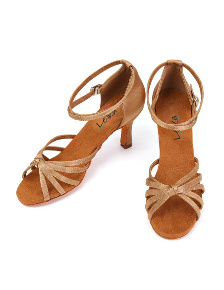 BUTY DO TAŃCA TANECZNE WYGODNE 7CM - CIELISTE NUDE