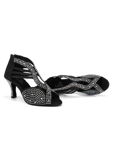 BUTY DO TAŃCA TANECZNE LATINO CZARNE ZDOBIONE...