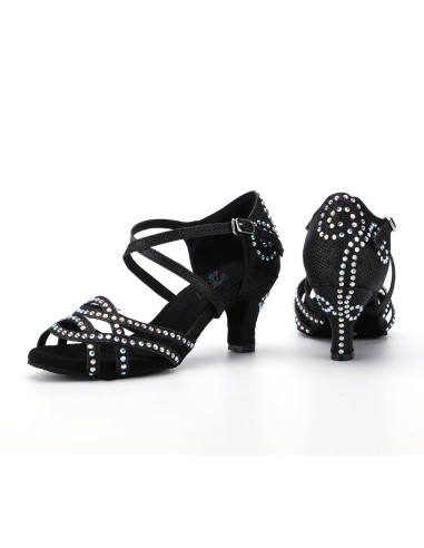 BUTY DO TAŃCA TANECZNE Z CEKINAMI CZARNE 6cm