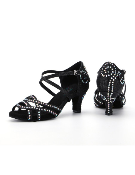 BUTY DO TAŃCA TANECZNE Z CEKINAMI CZARNE 6cm