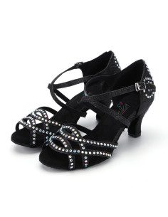 BUTY DO TAŃCA TANECZNE Z CEKINAMI CZARNE 6cm