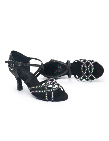 BUTY DO TAŃCA TANECZNE CEKINY CZARNE PIĘKNE 7,5cm