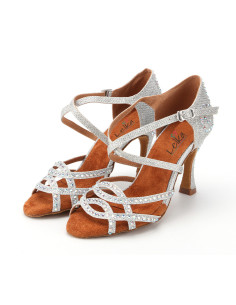 BUTY DO TAŃCA TANECZNE Z CEKINAMI SREBRNE 9cm